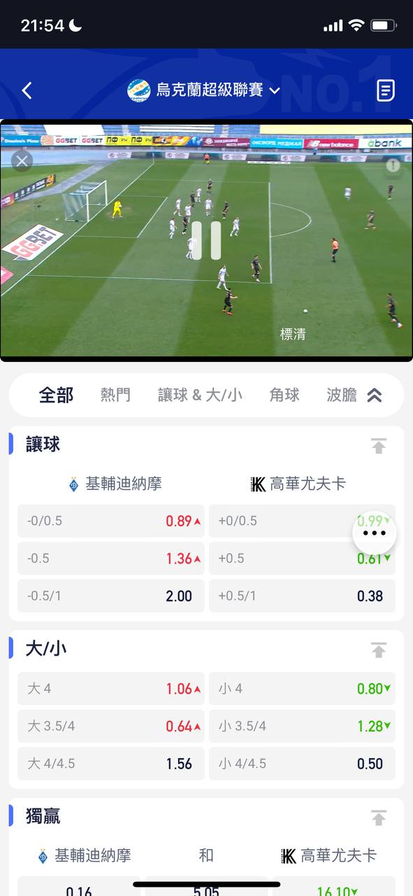 FB 體育直播與盤口畫面
