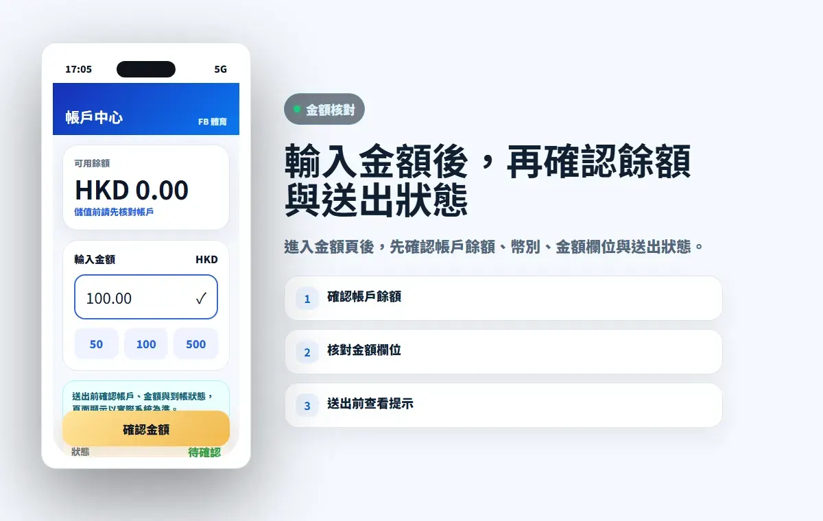儲值金額欄位與送出狀態畫面