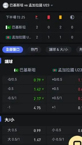 FB 體育右側盤口與玩法面板