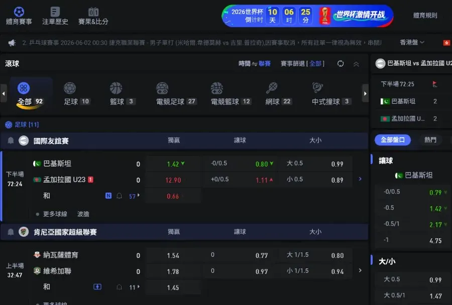 FB 體育登入後完整工作區畫面