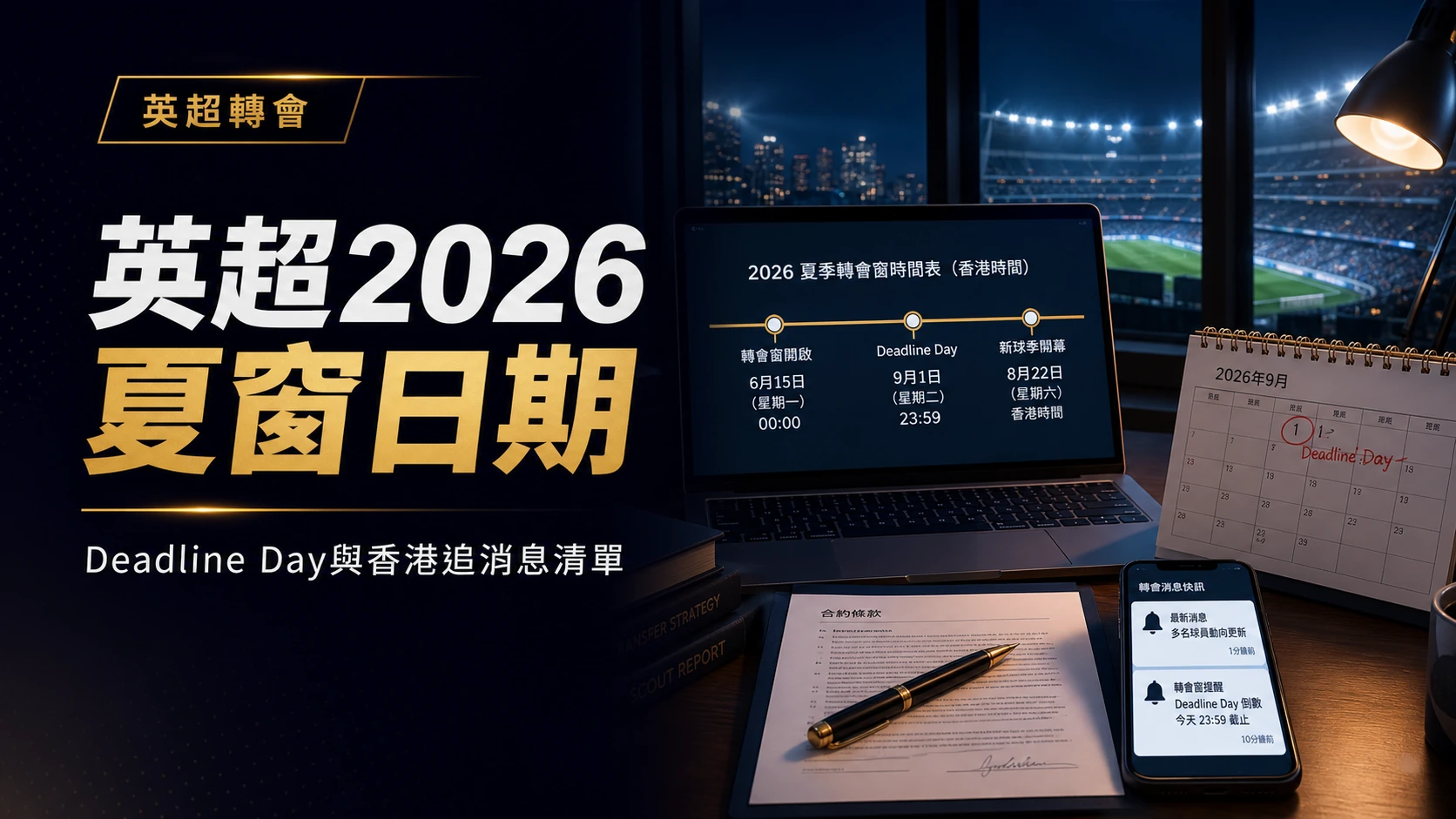 英超2026夏季轉會窗日期 Deadline Day與香港追消息清單文章封面