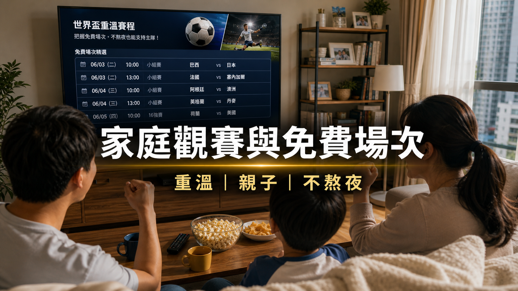 家庭觀賽與免費場次:不熬夜也能跟上世界盃的方法