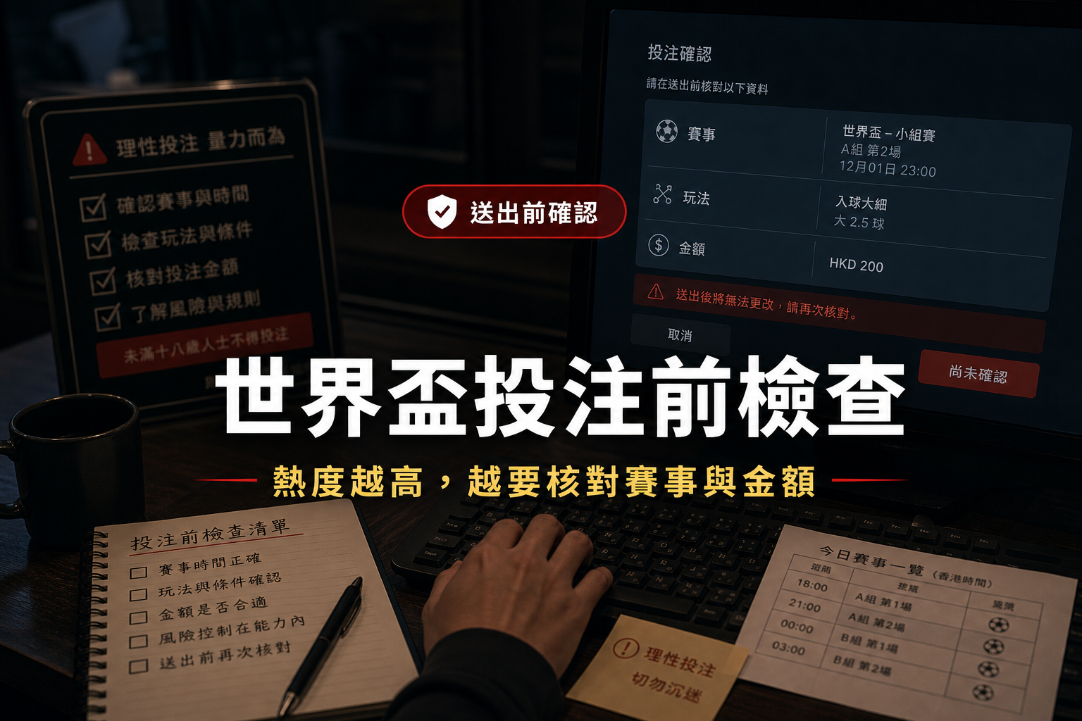 世界盃投注前檢查:熱度越高,越要把賽事與金額核對清楚