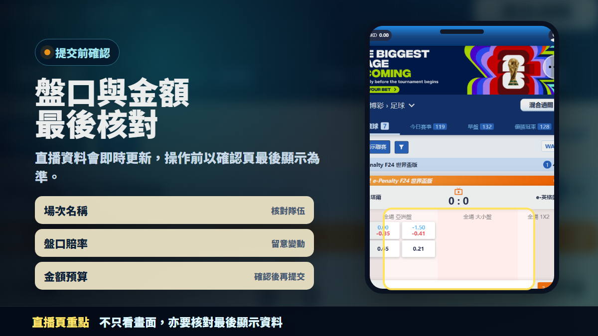 盤口與金額提交前核對圖